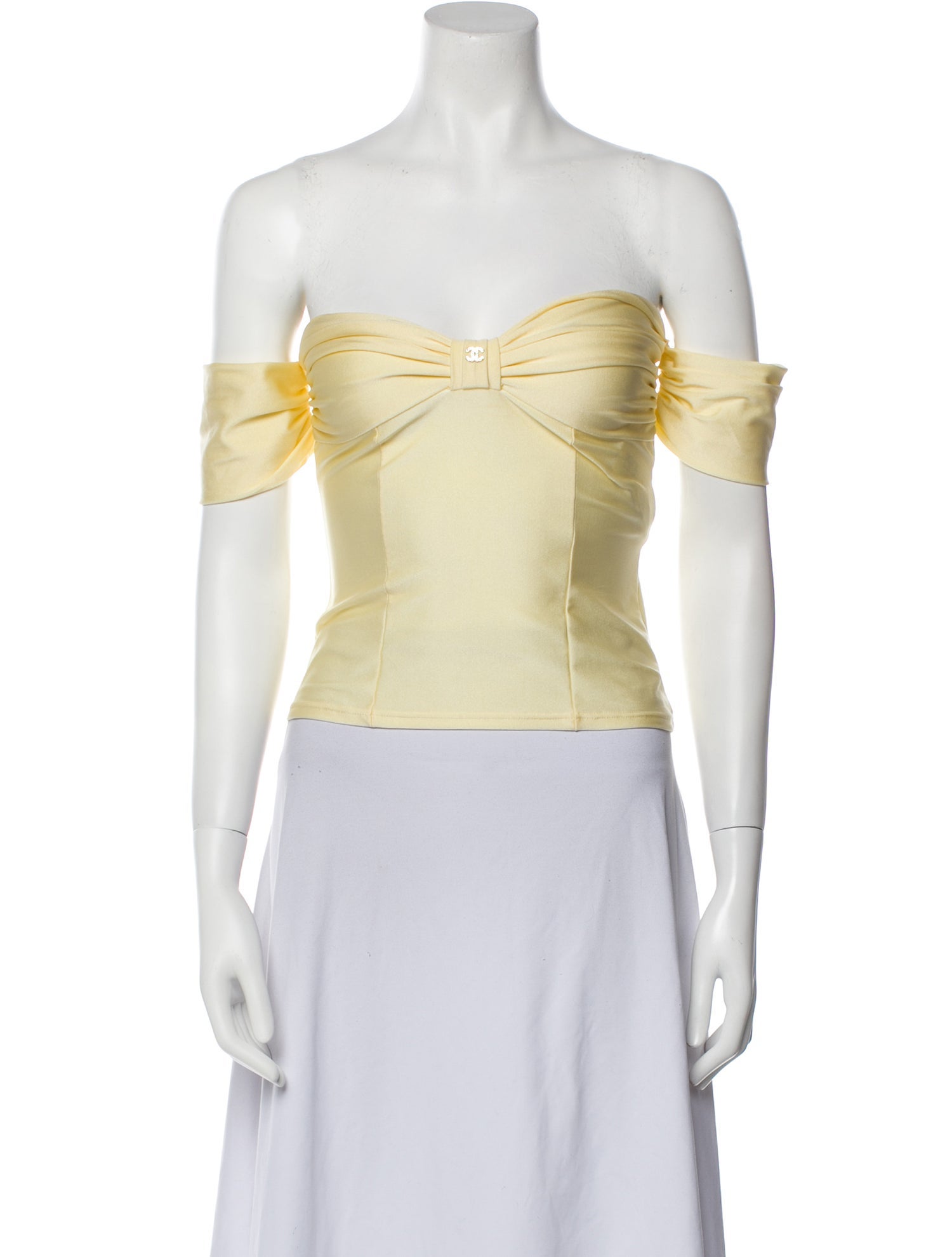 Chanel 2023 Off-The-Shoulder Crop Top - Yellow Tops