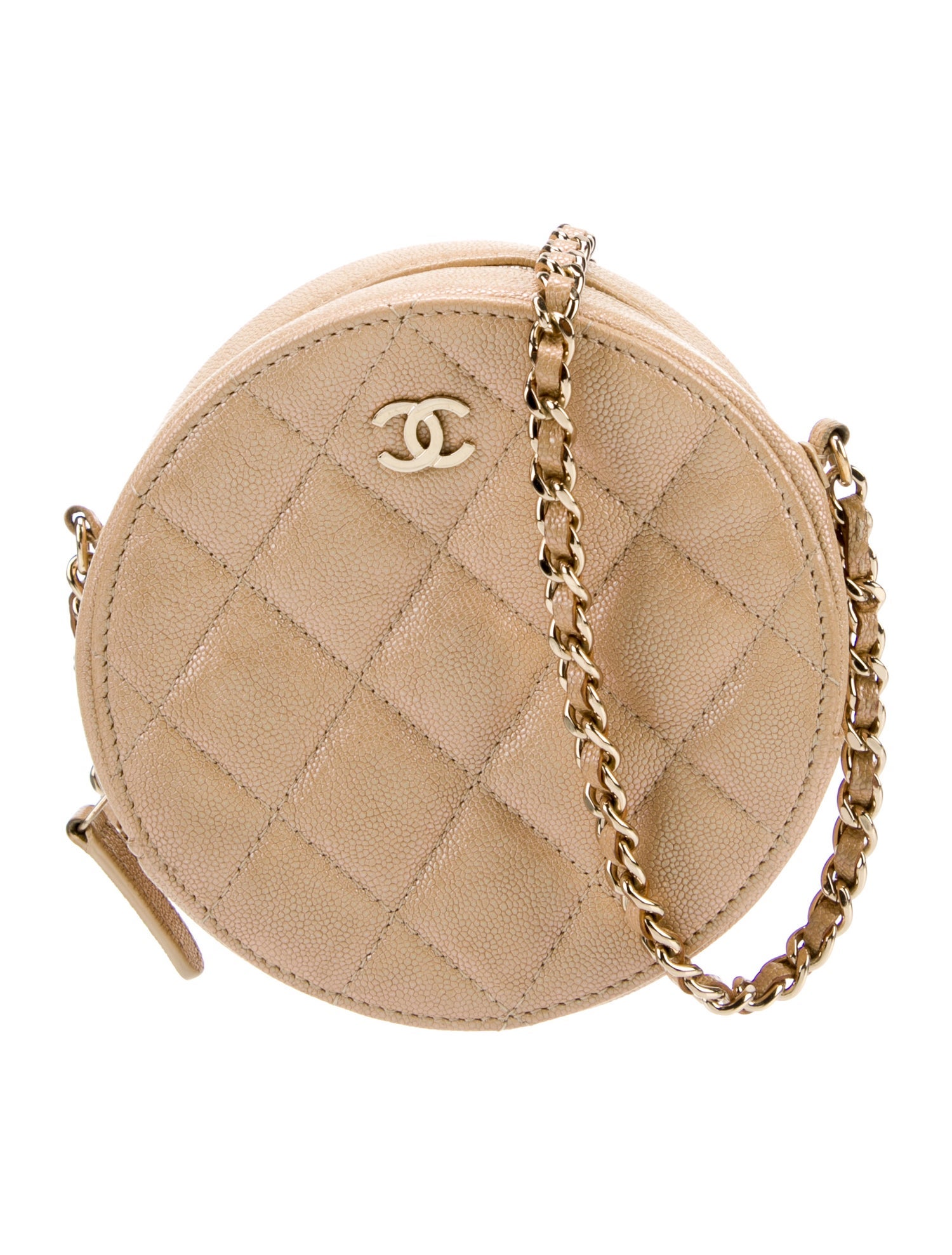 Chanel Caviar Round Quilted Crossbody Metallic Crossbody Bags