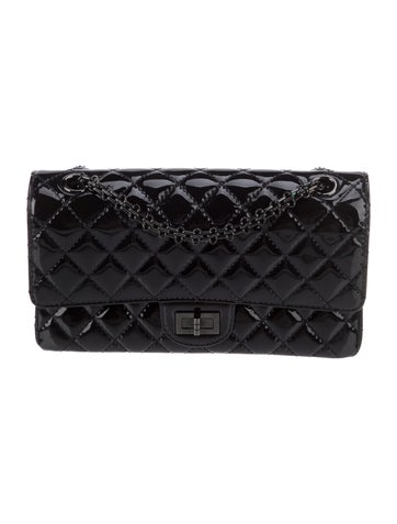 Chanel Shoulder Bags Patent So Black Reissue 225 Double Flap Bag