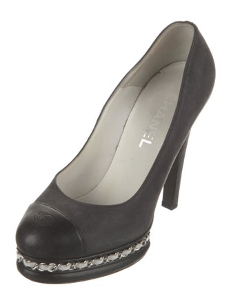 Chanel Interlocking CC Logo Suede Pumps
