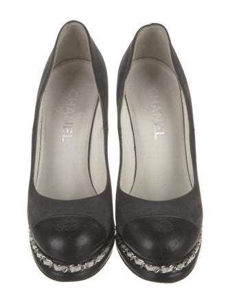 Chanel Interlocking CC Logo Suede Pumps