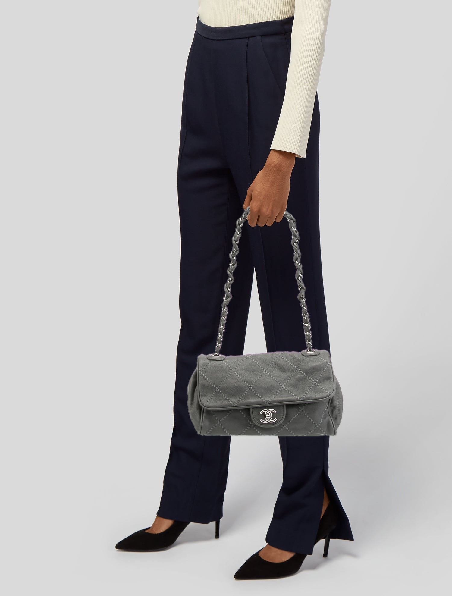 Chanel Ultimate Stitch Accordion Flap Bag - Grey Shoulder Bags