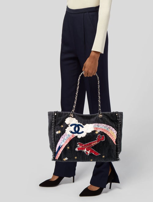 Chanel Denim Embroidered Night Flight Tote