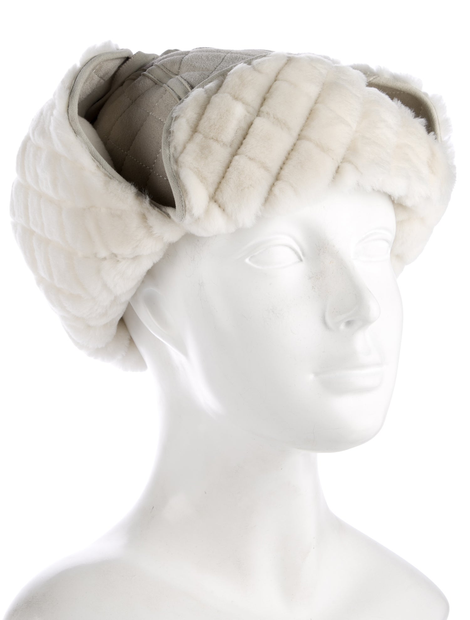 Chanel 2022 CC Shearling Trapper Hat - Neutrals Winter Accessories