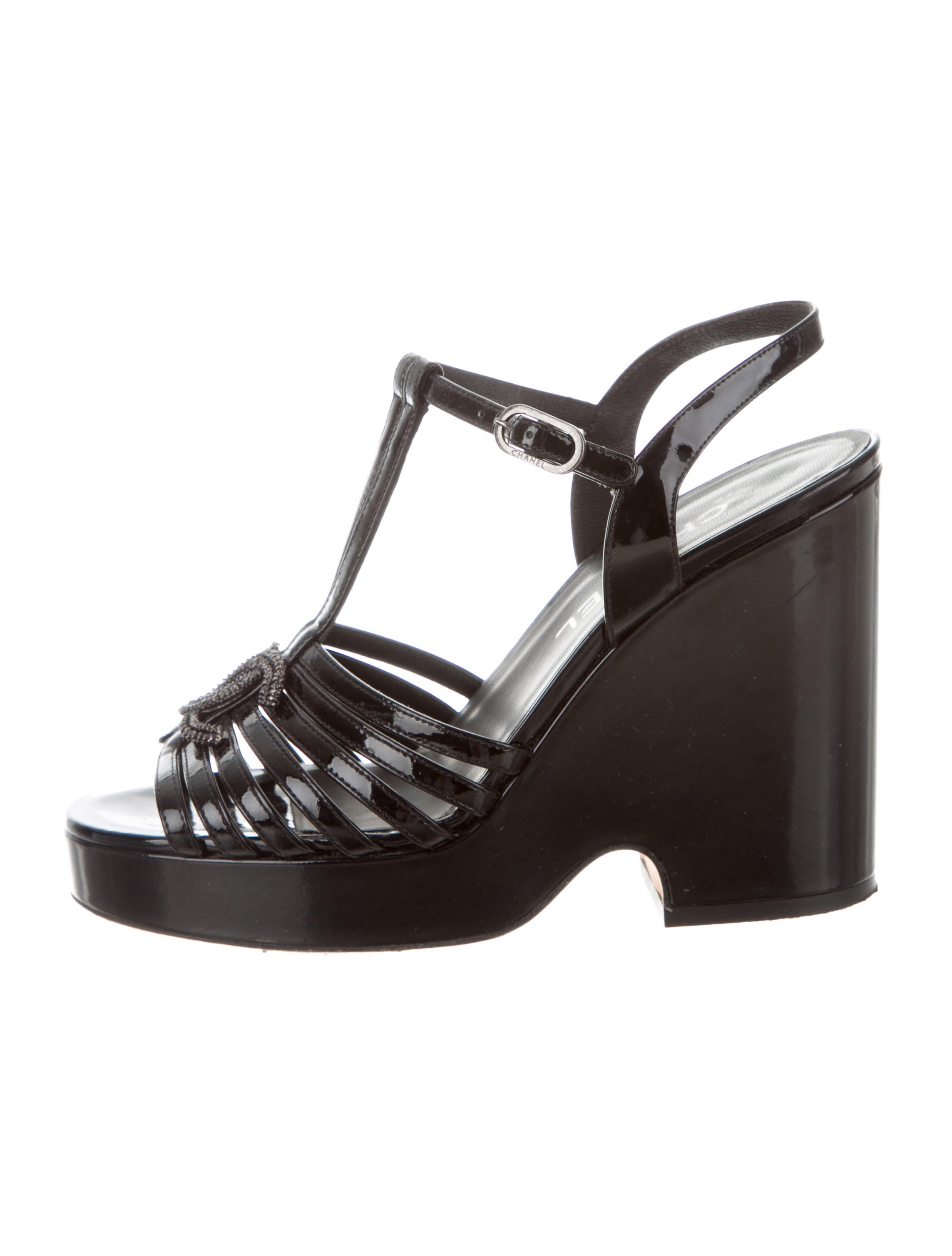 Chanel Patent Platform Sandals Shoes CHA108976 The RealReal