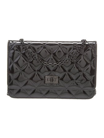 Chanel 2022 So Black Patent Reissue Wallet on Chain