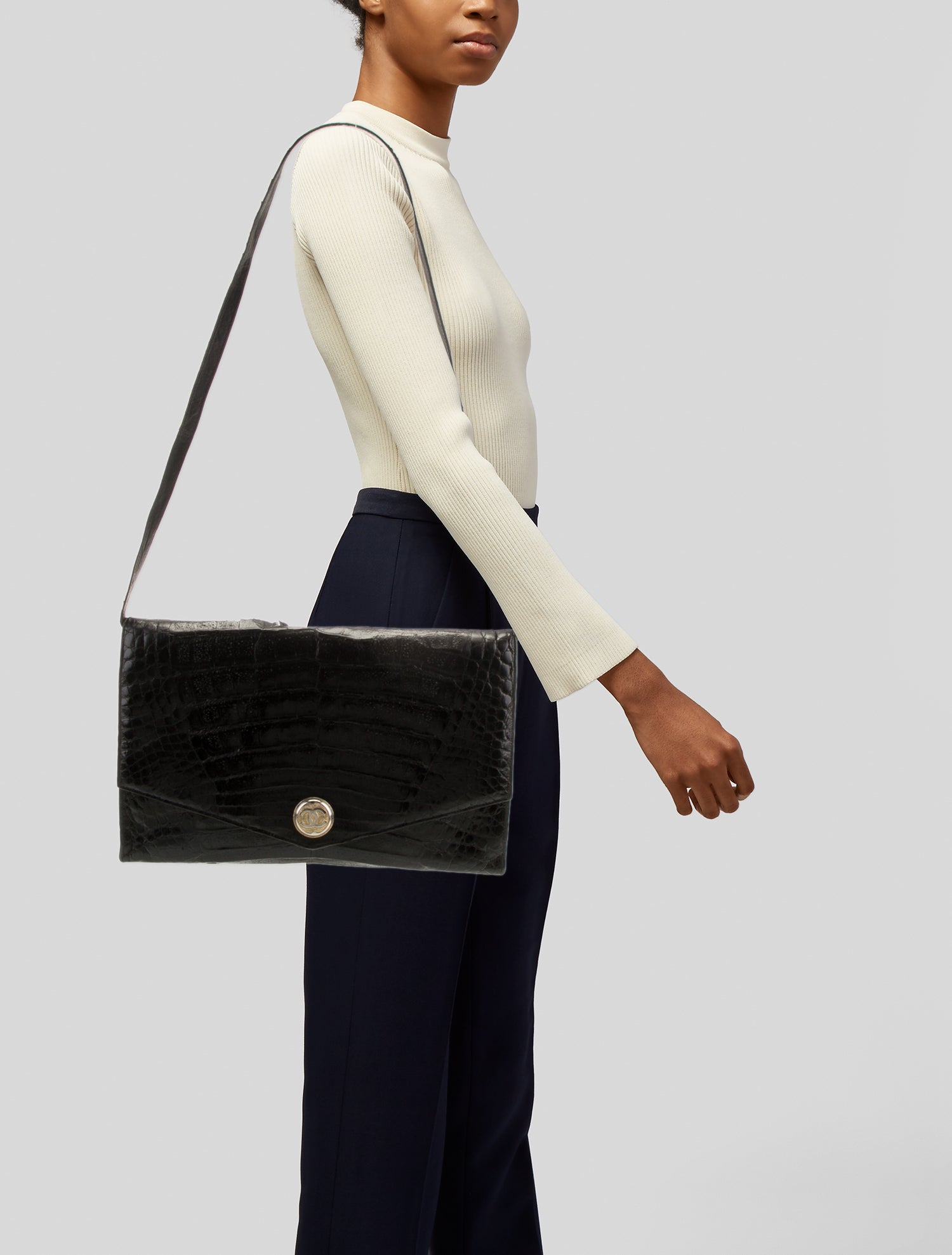 Chanel Vintage CC Crocodile Shoulder Bag