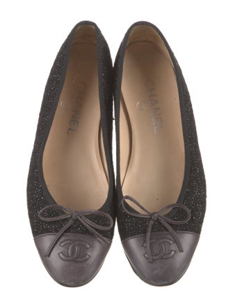 Chanel Interlocking CC Logo Bow Accents Ballet Flats