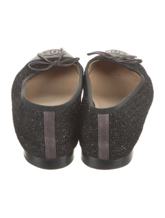 Chanel Interlocking CC Logo Bow Accents Ballet Flats