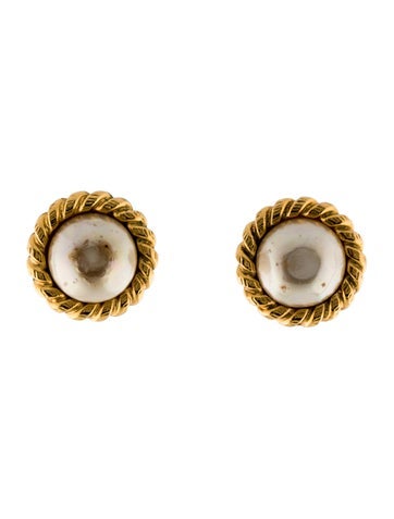Chanel Clip-On Vintage Faux Pearl Earrings
