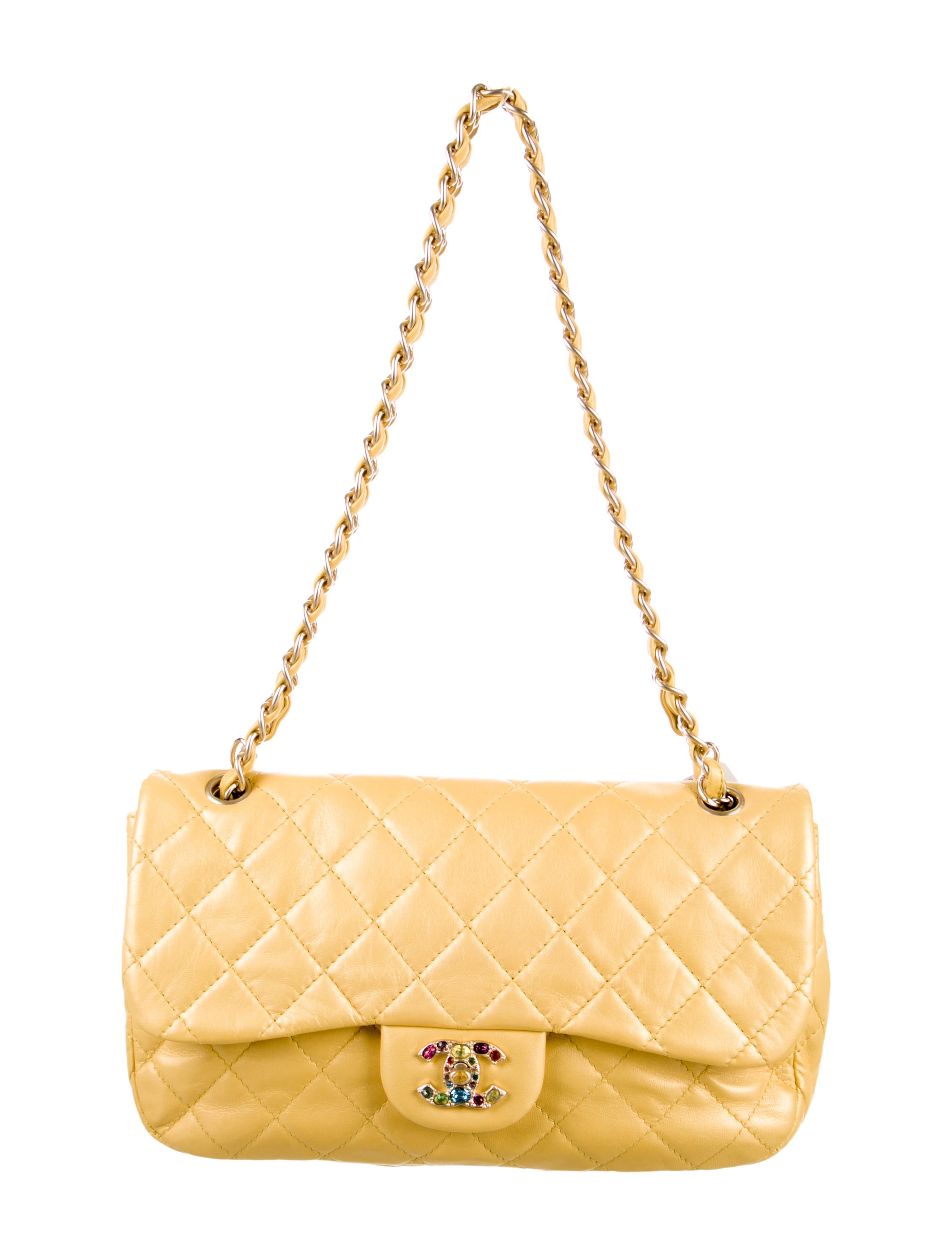 Chanel Precious Jewel Flap Bag Yellow Shoulder Bags, Handbags