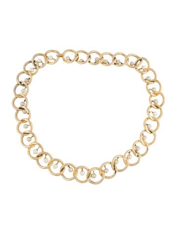 Chanel Belts Vintage Faux Pearl Accents Chain-Link Belt S