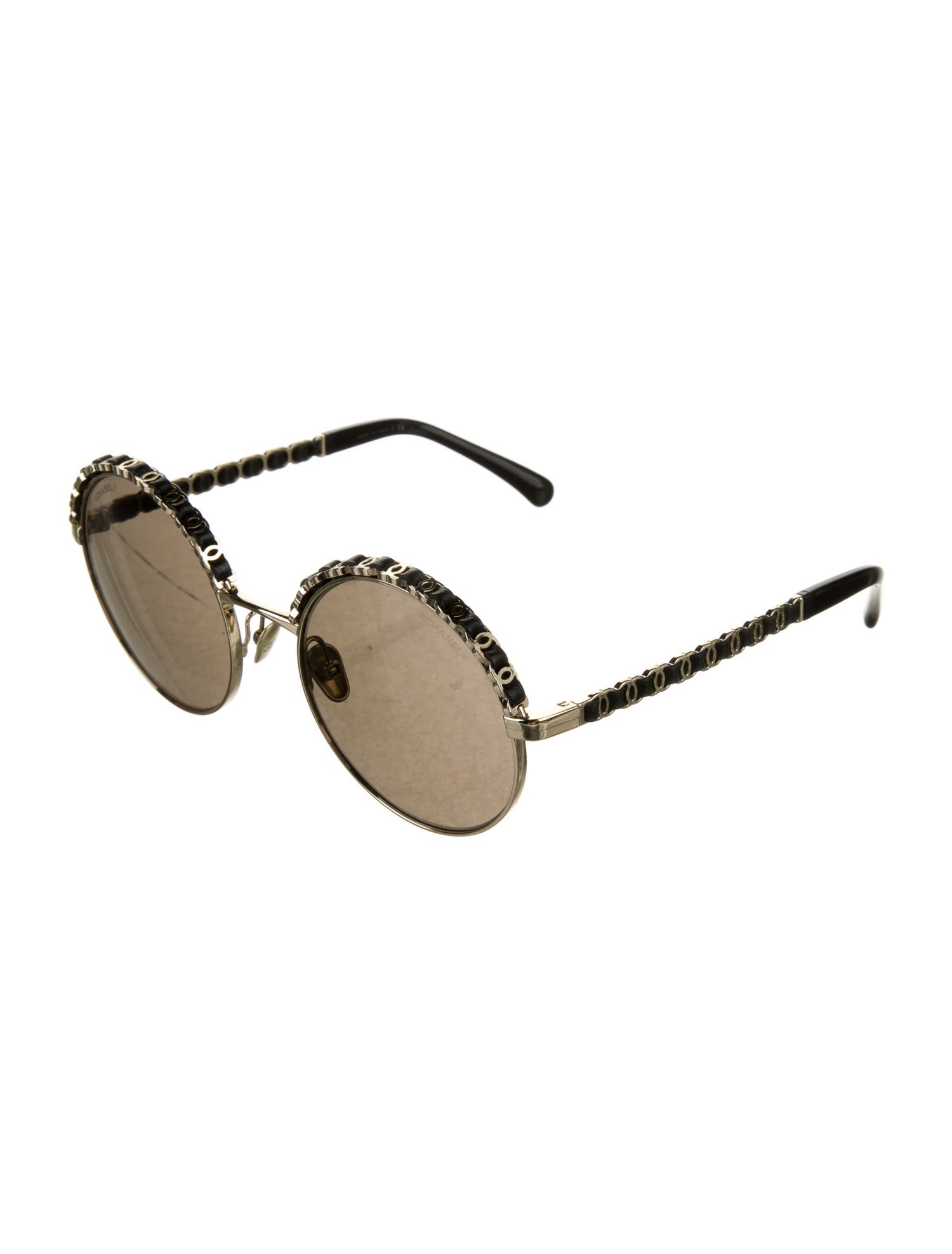 Chanel Chain-Link Accent Round Sunglasses