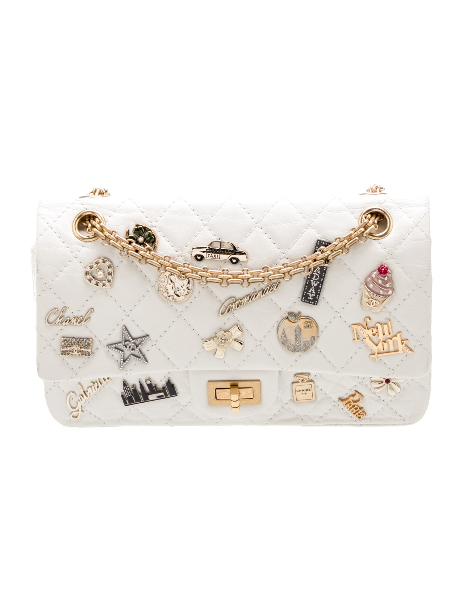 Chanel Lucky Charms Reissue 225 Double Flap Bag - White