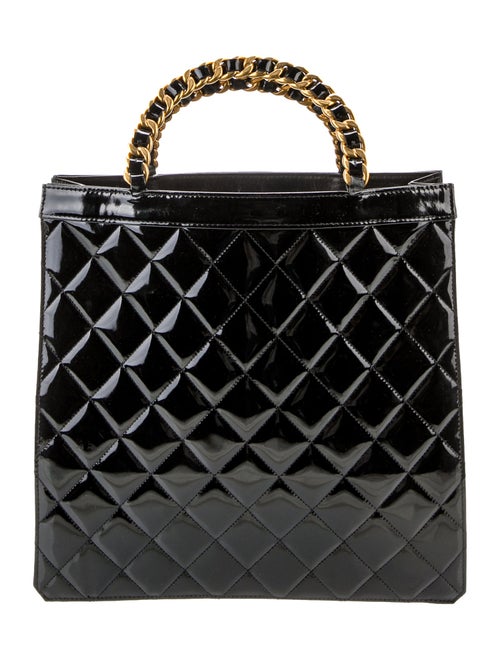 Chanel Patent Quilted Chain Tote
