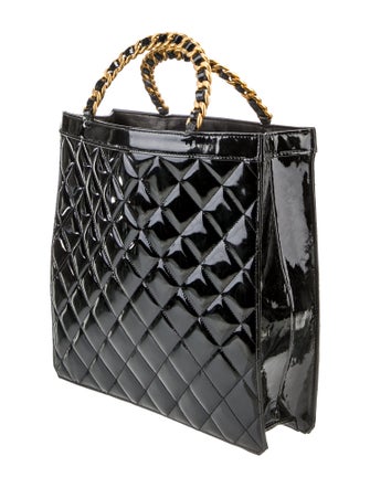Chanel Patent Quilted Chain Tote