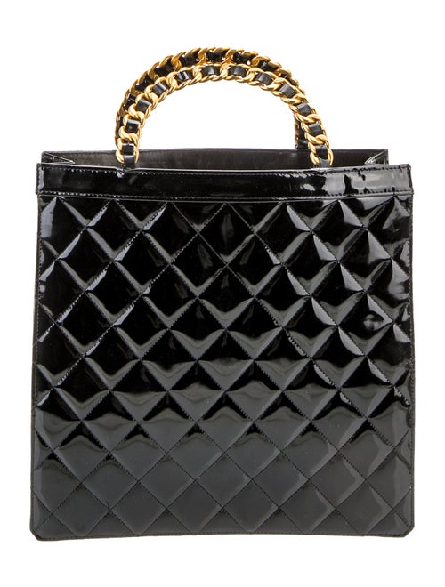 Chanel Patent Quilted Chain Tote