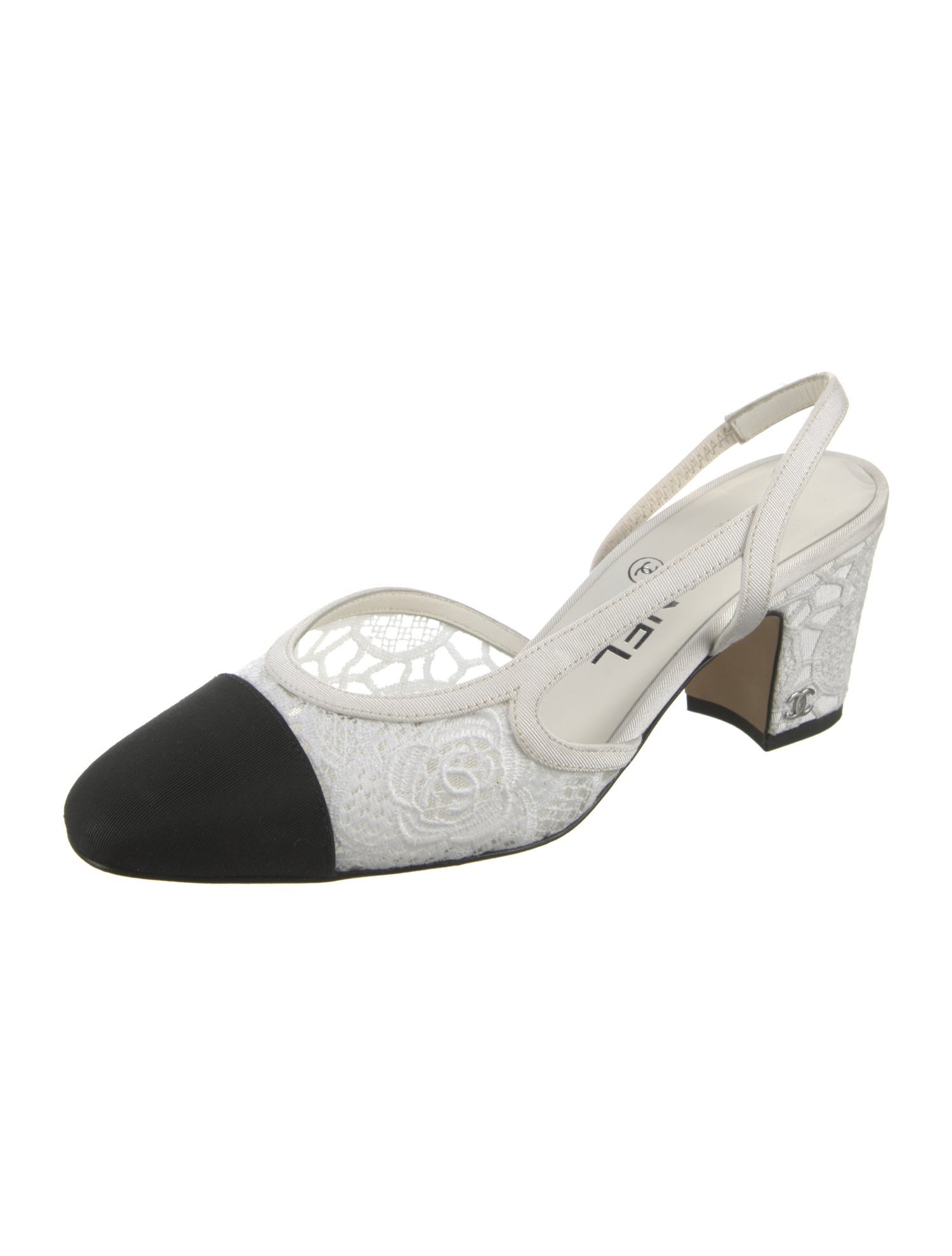 ✴CHANEL ✴超美品✨ サテンミュール Chanel Light Pink Lizard Embossed Cap Toe Slingbacks