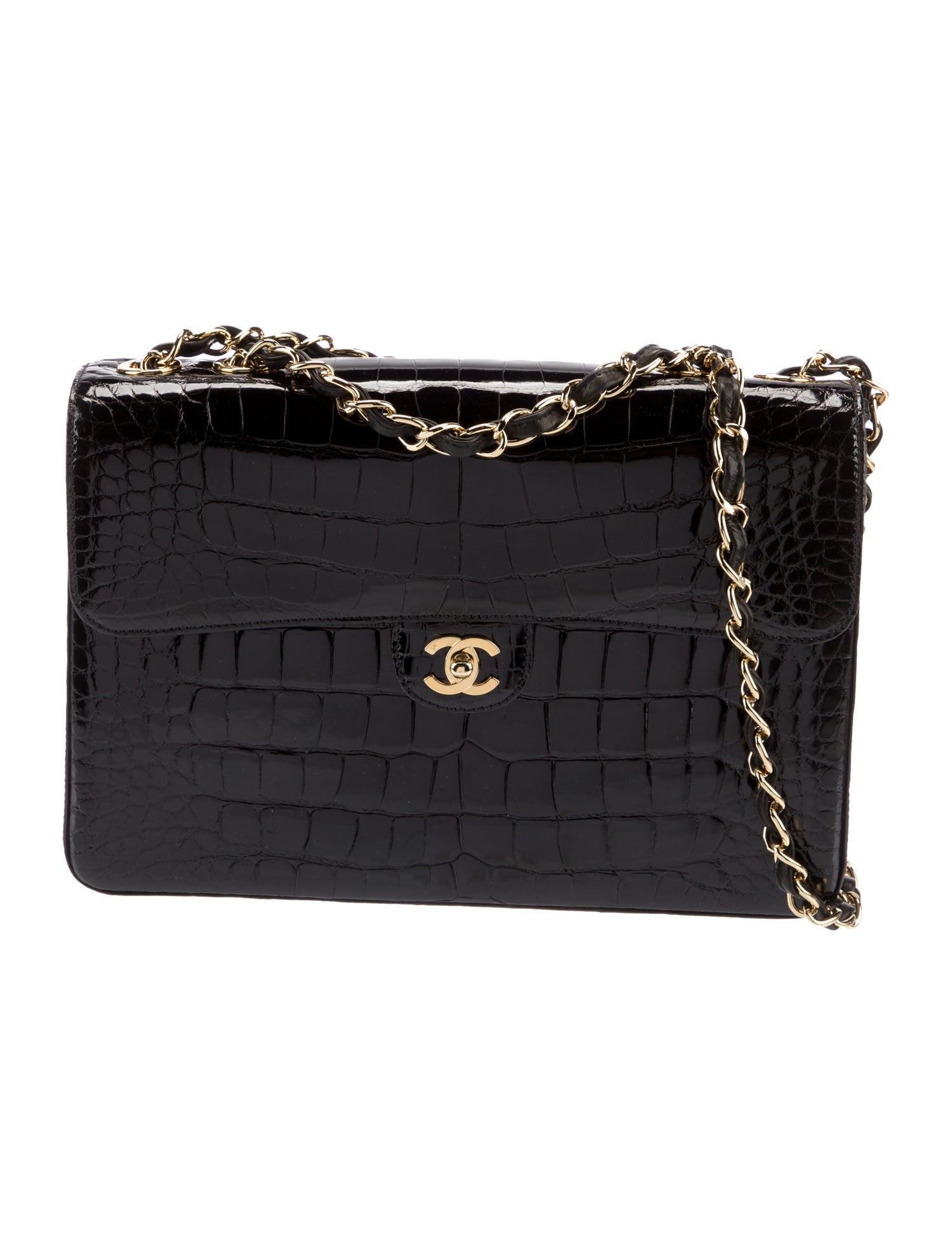 Chanel Jumbo Alligator Single Flap Bag - Black Shoulder Bags