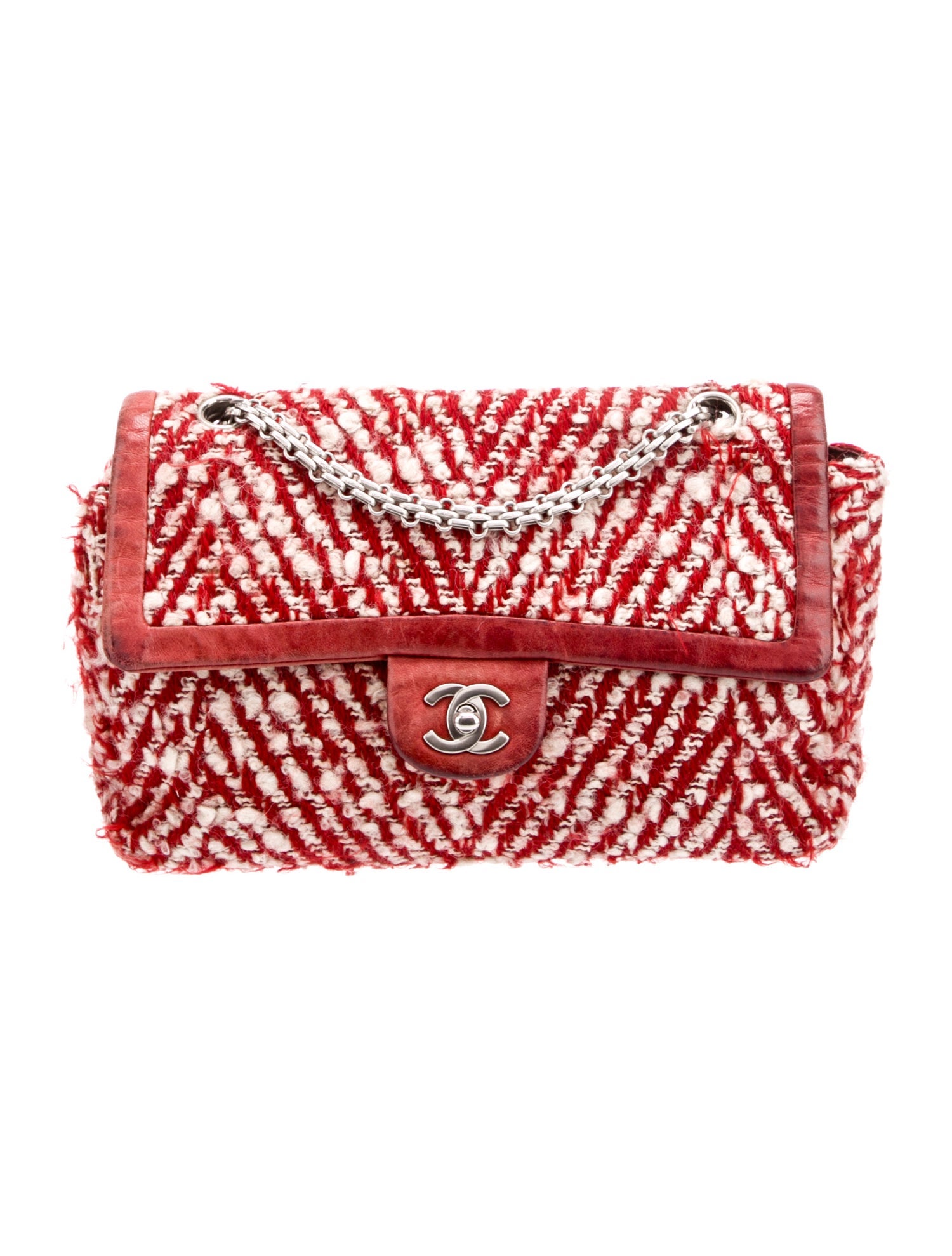 Chanel Medium Chevron Tweed Flap Bag