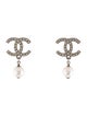 Chanel 2022 Faux Pearl & Strass CC Drop Earrings