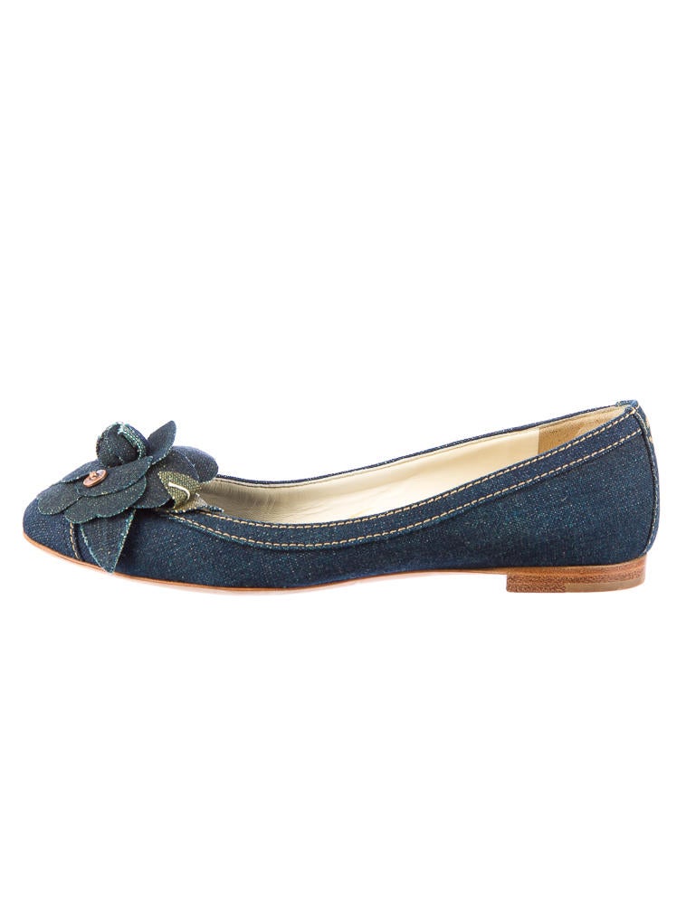 chanel denim flats