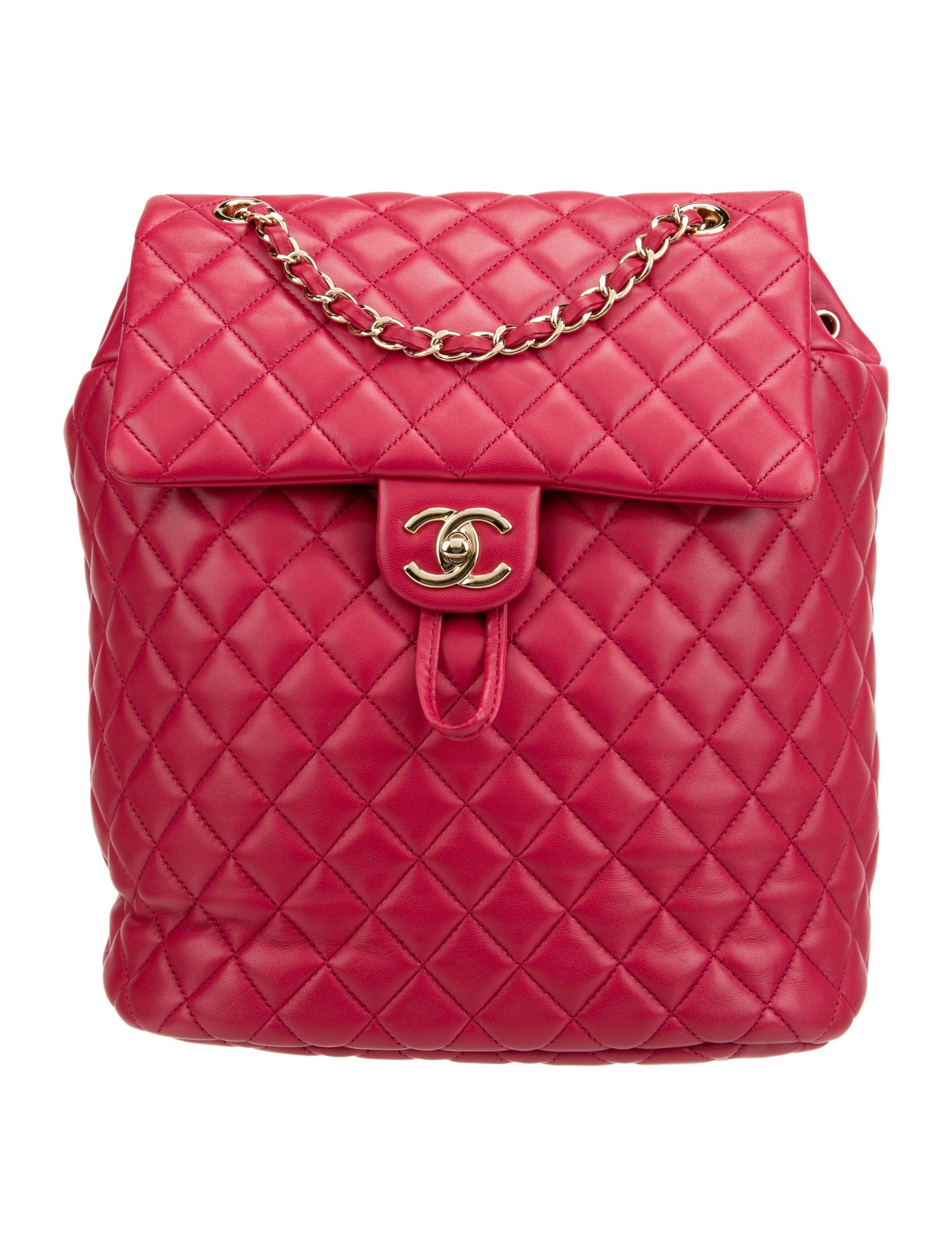 CHANEL ★ Chanel Large Urban Spirit Backpack Red CHANEL Urban Spirit Quilted Leather Backpack Bag Red