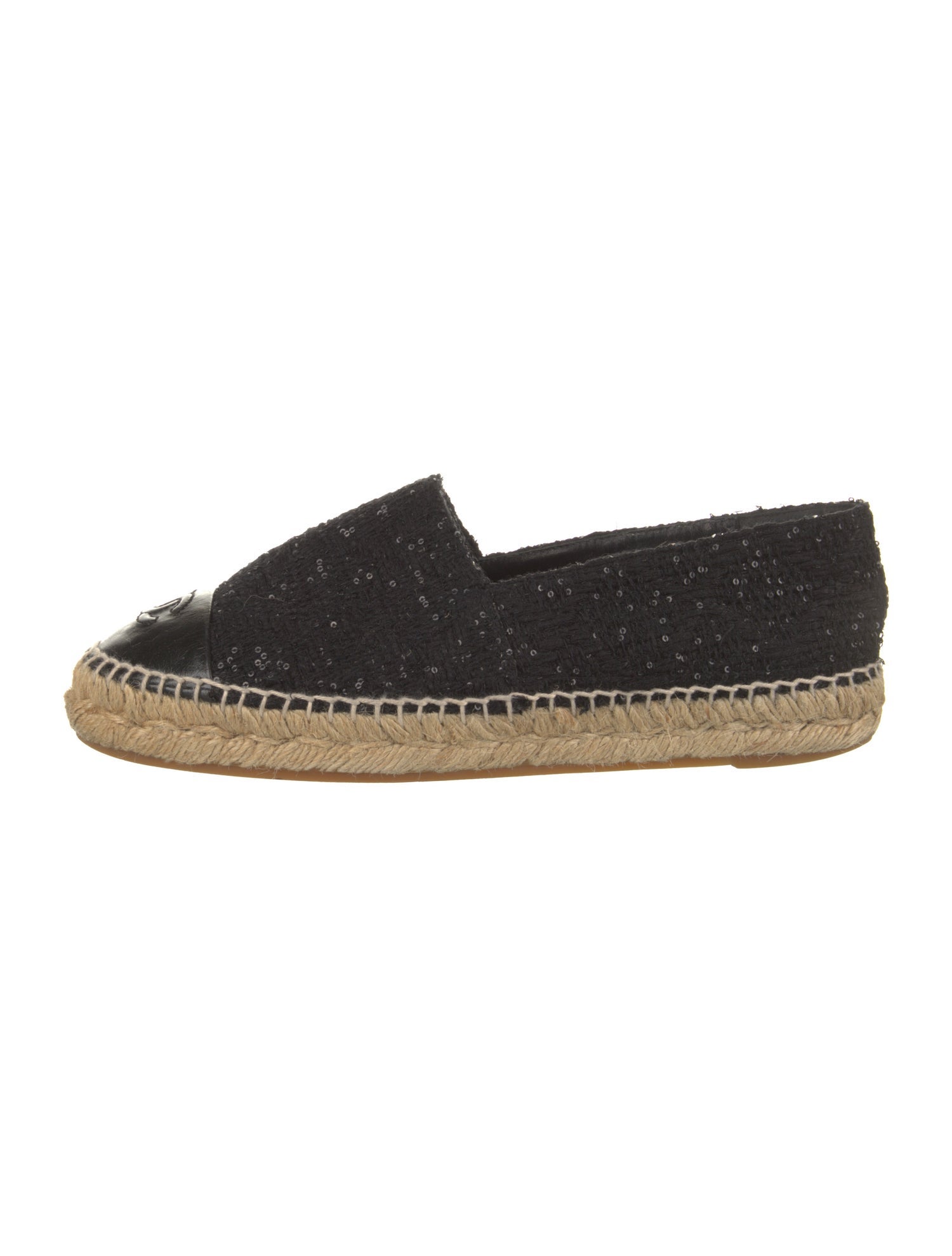 Chanel Interlocking CC Logo Tweed Espadrilles