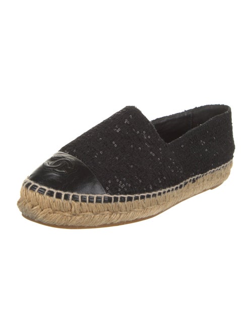 Chanel Interlocking CC Logo Tweed Espadrilles