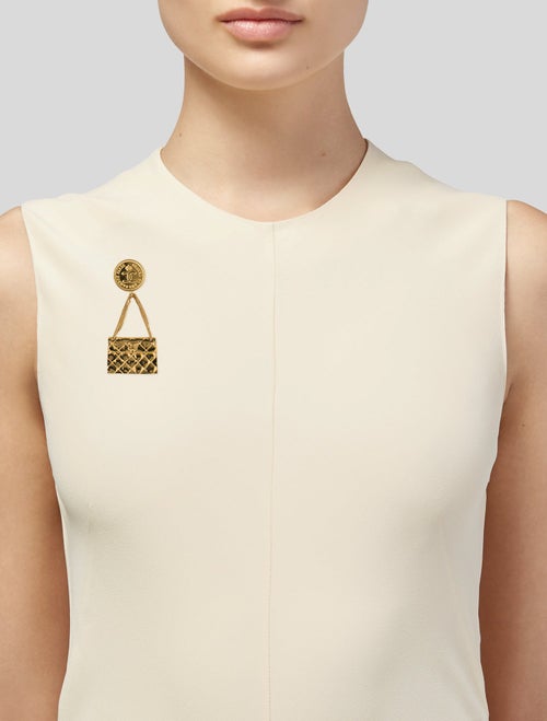 Chanel Vintage Quilted Flap Bag CC Brooch