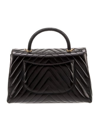 Chanel Medium Chevron Lizard-Trimmed Coco Handle Flap Bag