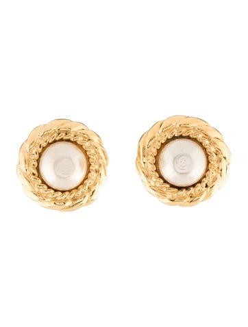 Chanel Clip-On Vintage Faux Pearl Earrings