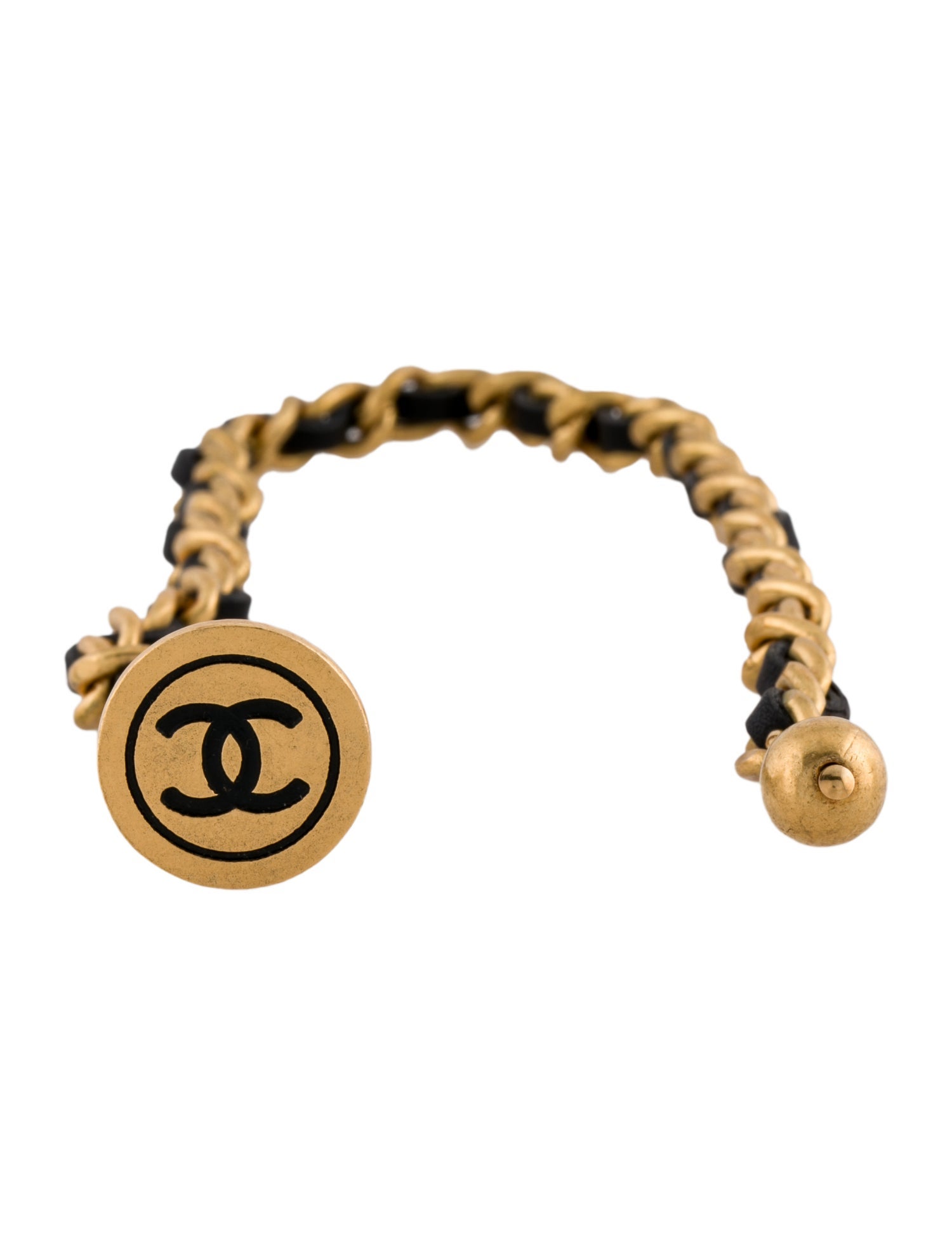 Chanel Vintage Leather CC Chain Single Cufflink