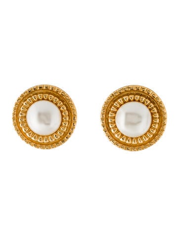 Chanel Clip-On Vintage Faux Pearl Earrings