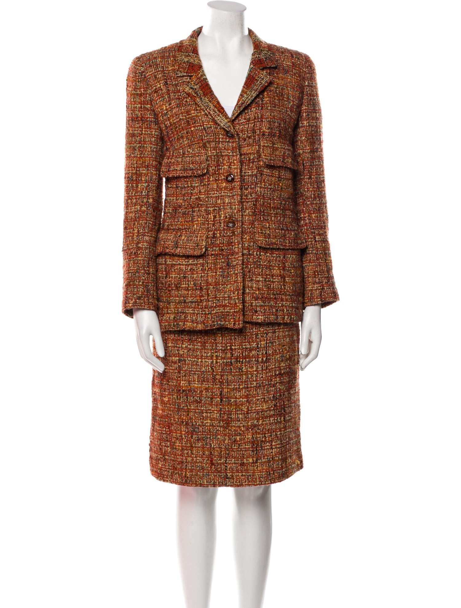 Chanel Vintage 1998 Skirt Suit Orange Suits and Sets, Clothing