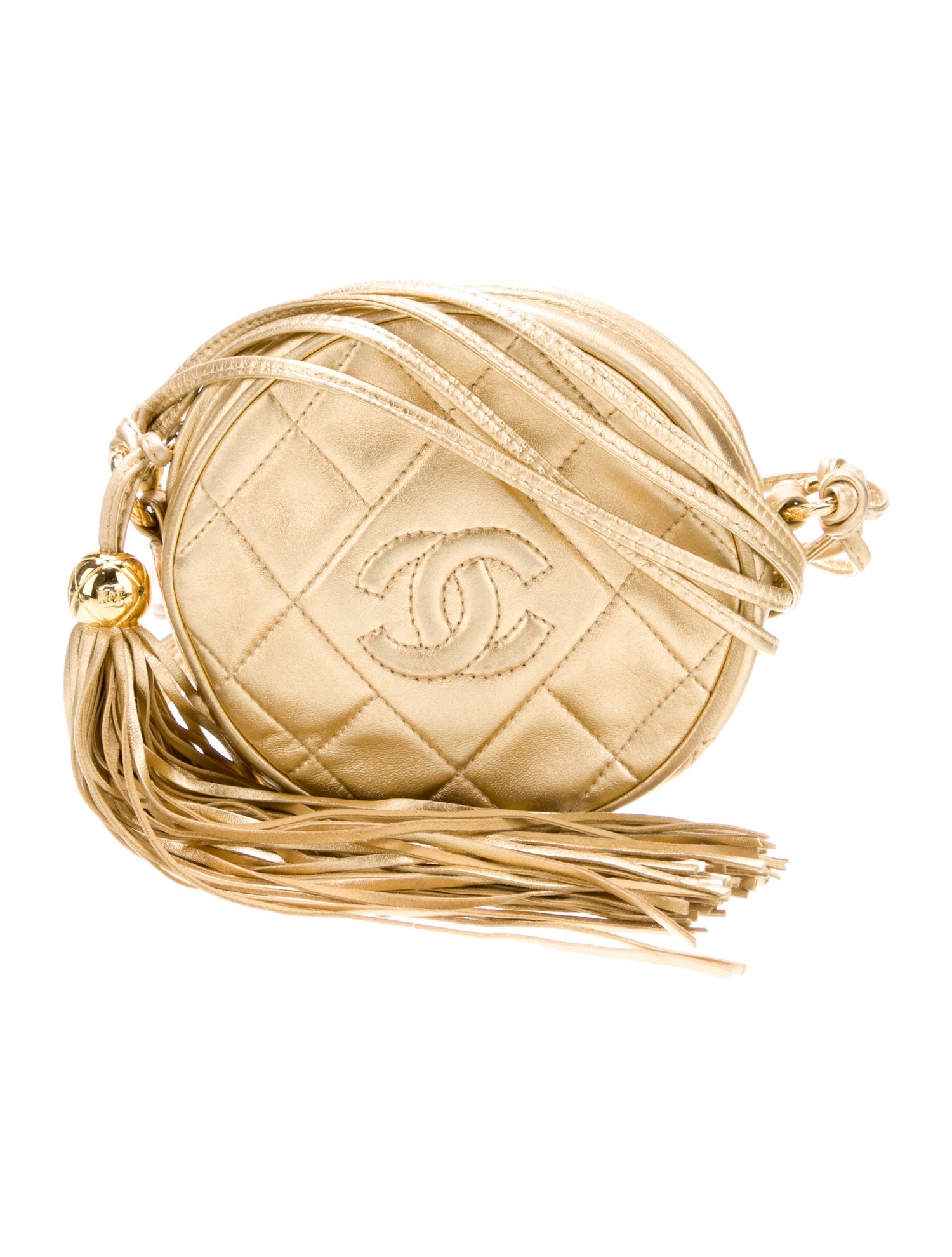 Chanel CC Round Tassel Crossbody Gold Crossbody Bags, Handbags