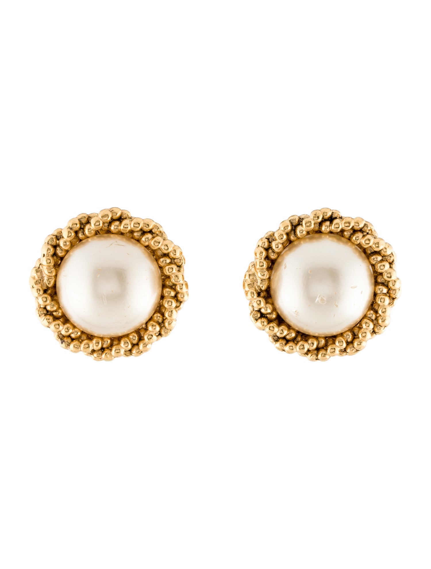 Chanel Vintage Faux Pearl Clip-On Earrings