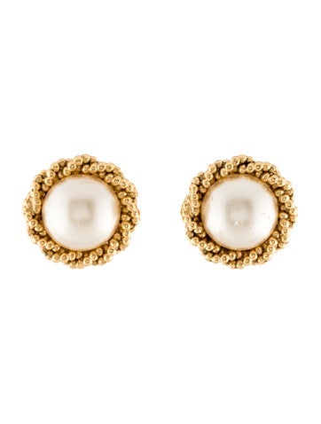 Chanel Clip-On Vintage Faux Pearl Earrings
