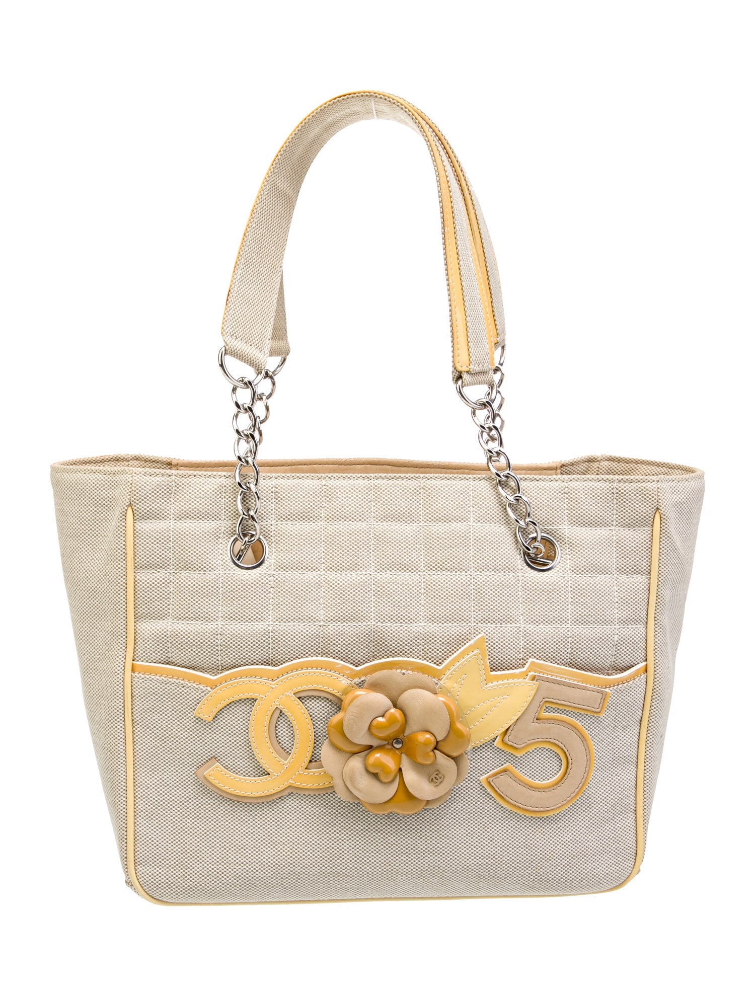 Chanel No.5 Camellia Small Shopping Tote Neutrals Totes, Handbags