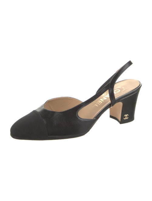 Chanel Interlocking CC Logo Leather Slingback Pumps