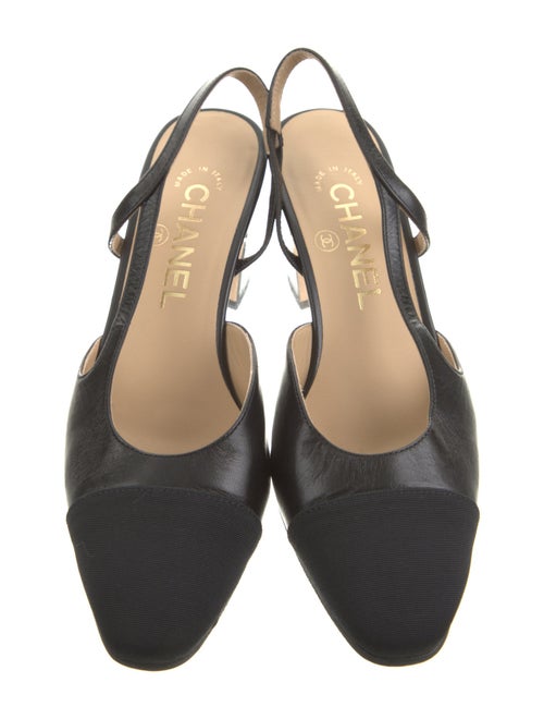 Chanel Interlocking CC Logo Leather Slingback Pumps