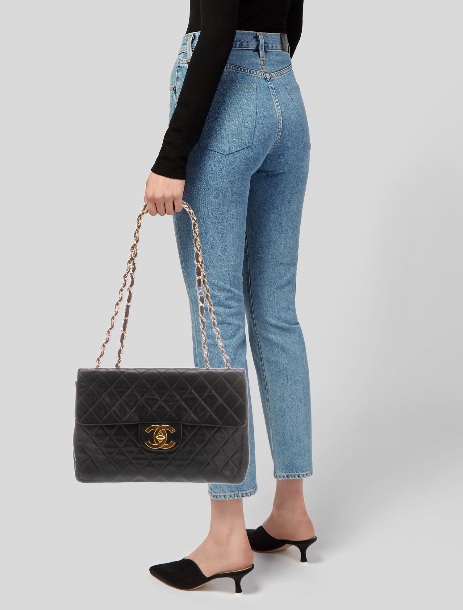 Chanel XL Jumbo Single Flap Bag - Black Shoulder Bags, Handbags