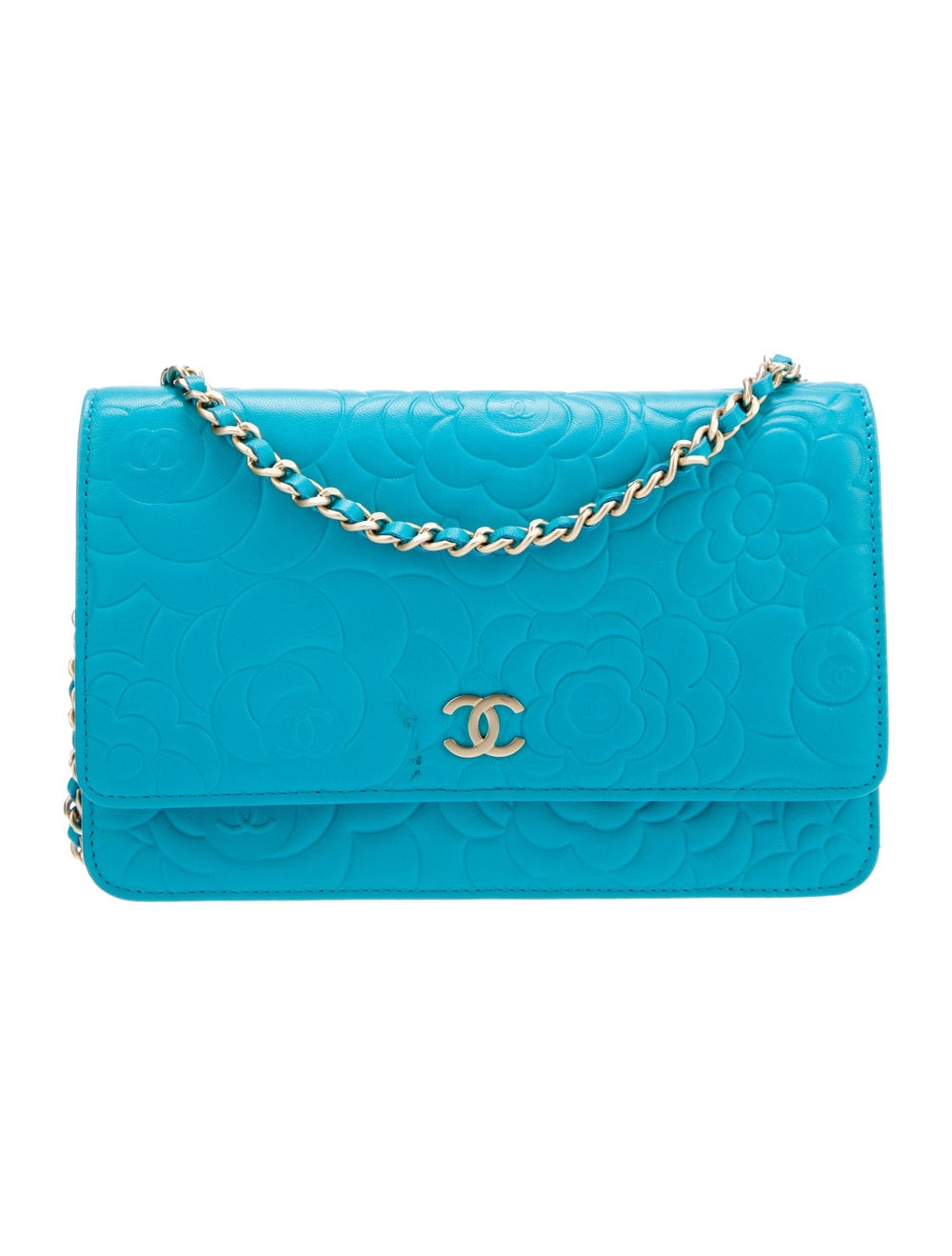 Chanel Camellia Wallet On Chain Blue Crossbody Bags, Handbags