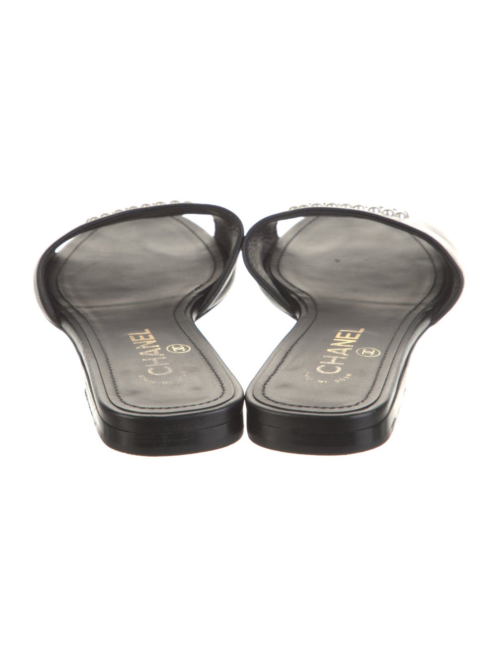 Chanel 2022 Interlocking CC Logo Slides Black Sandals, Shoes