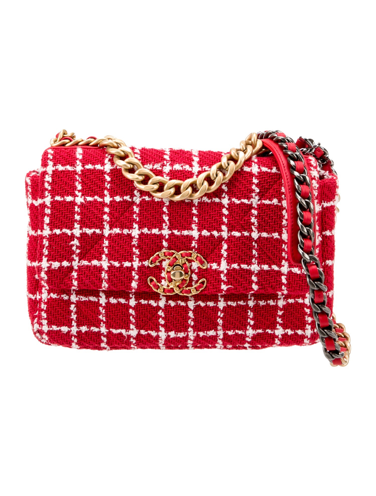 Chanel Medium Tweed 19 Flap Bag Red Crossbody Bags, Handbags