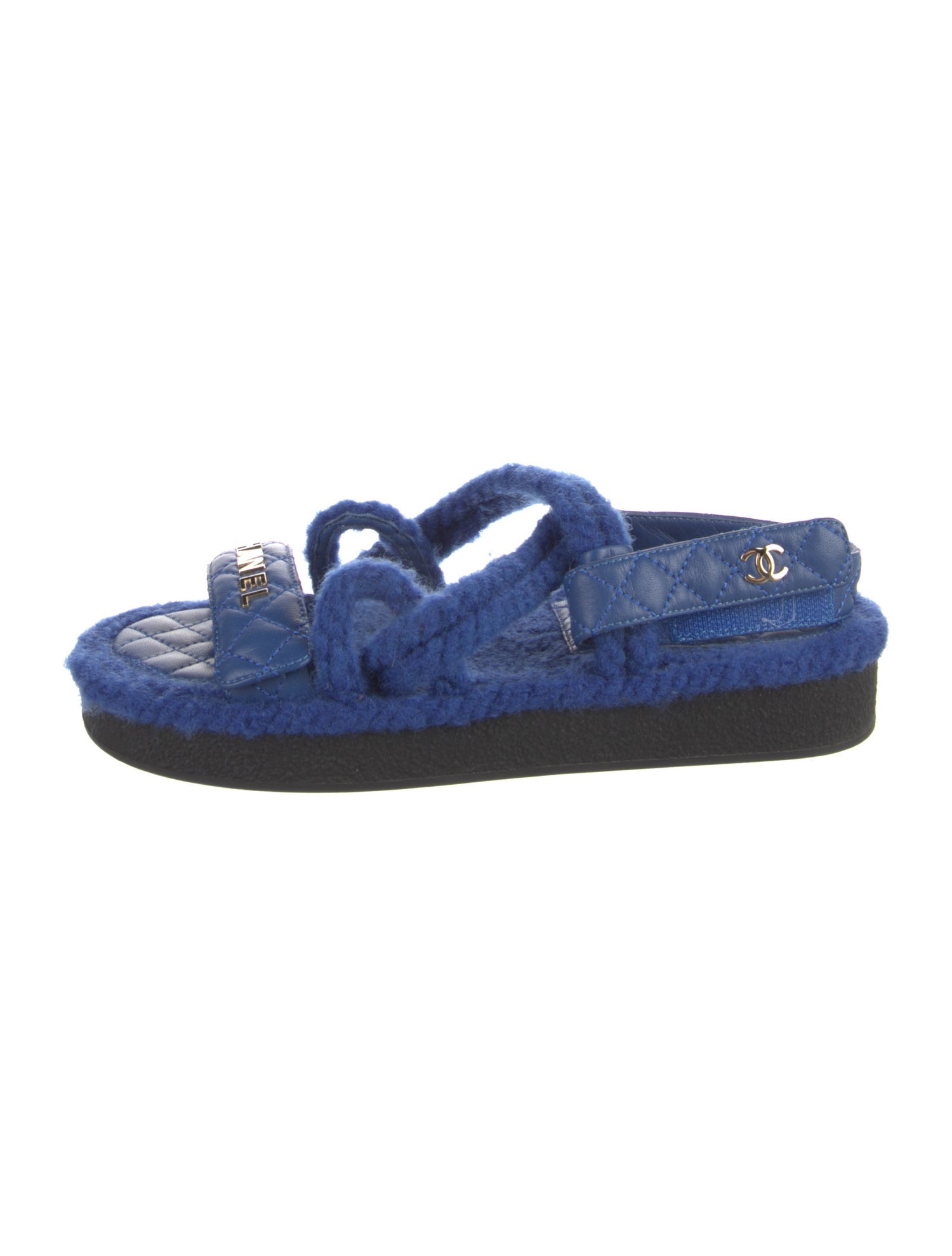 Chanel 2021 Interlocking CC Logo Slingback Sandals Blue Sandals