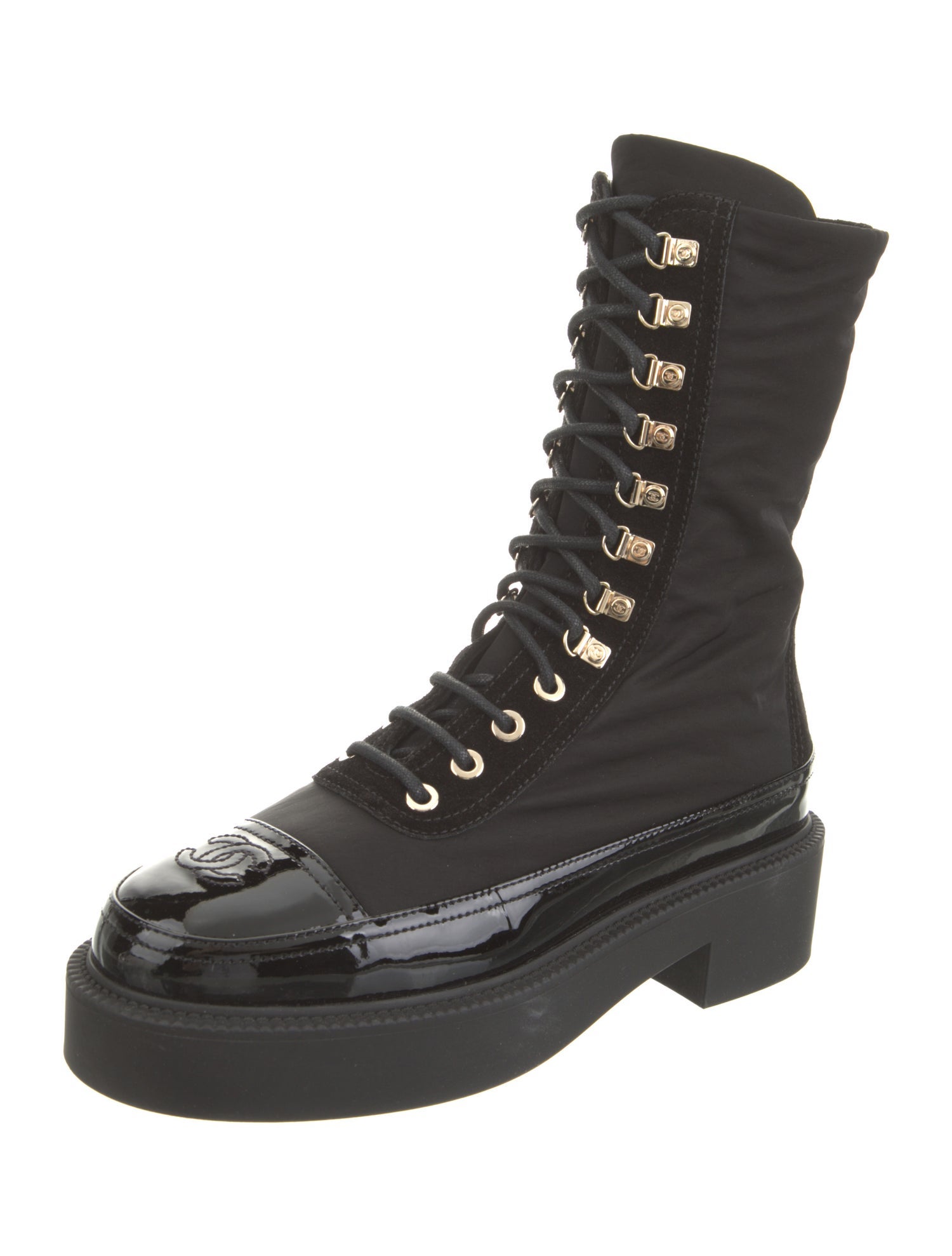 Chanel 2021 Interlocking CC Logo Combat Boots