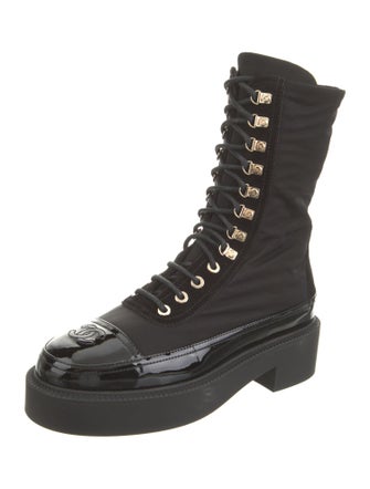 Chanel 2021 Interlocking CC Logo Combat Boots