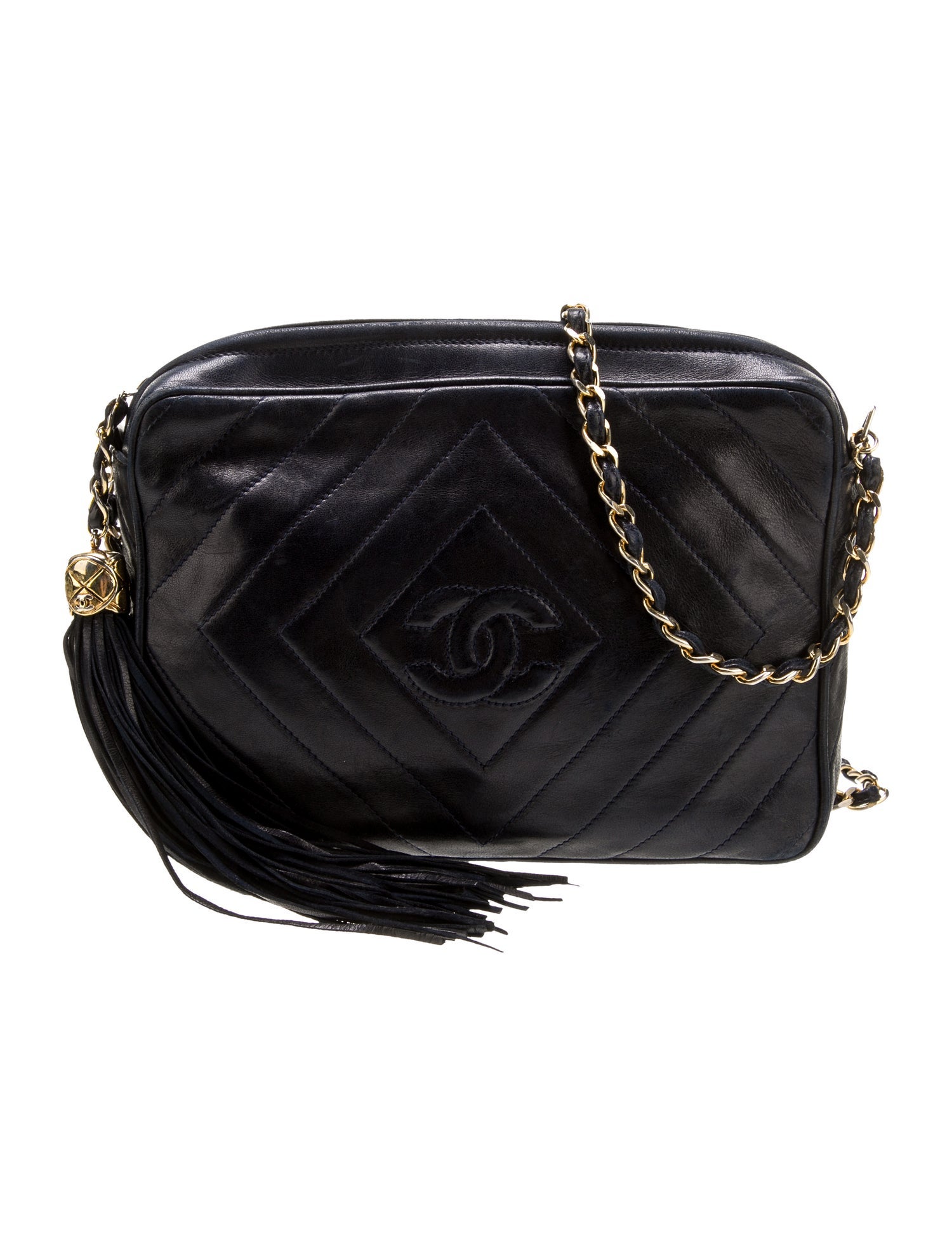 Chanel CC Diamond Tassel Camera Bag Blue Crossbody Bags, Handbags