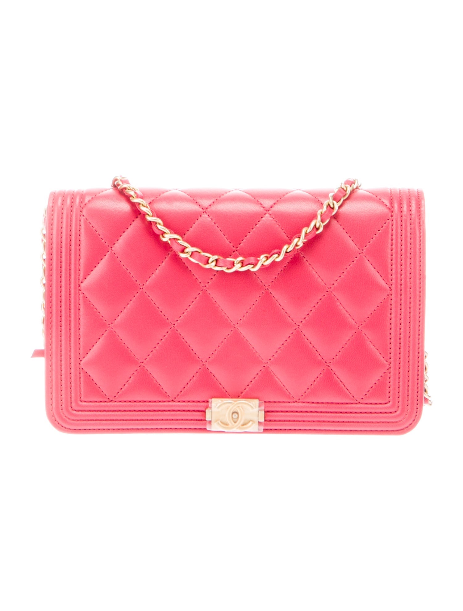 Chanel Quilted Boy Wallet On Chain Red Crossbody Bags, Handbags